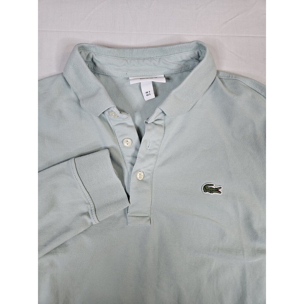 Lacoste Polo Shirt Men's Size Small Green Light Mint Croc Logo Long Sleeve S